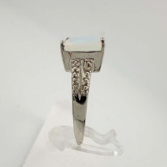 Beautiful Natural Opal Ring with Small Diamond Accent - Size 7.25 - Picture 9 of 16